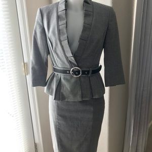 White House Black Market Charcoal Peplum Suit